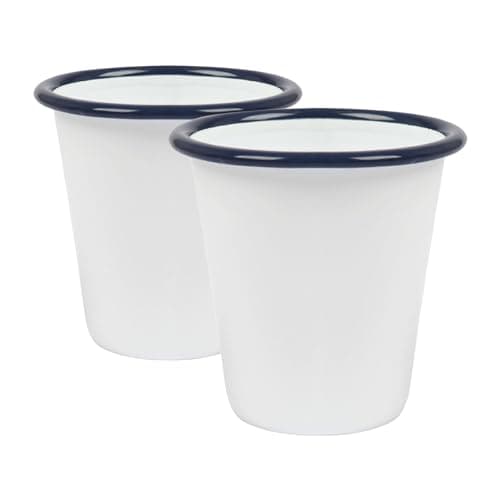 Argon Tableware Enamel Tumblers - 300ml - Blue - Set of 2 Metal Drinking Cup Teacup Coffee Tumbler Set Hot, Cold Drinks Cups for Home, Kitchen, Dining, Travel, Camping, Hiking & Outdoor Use
