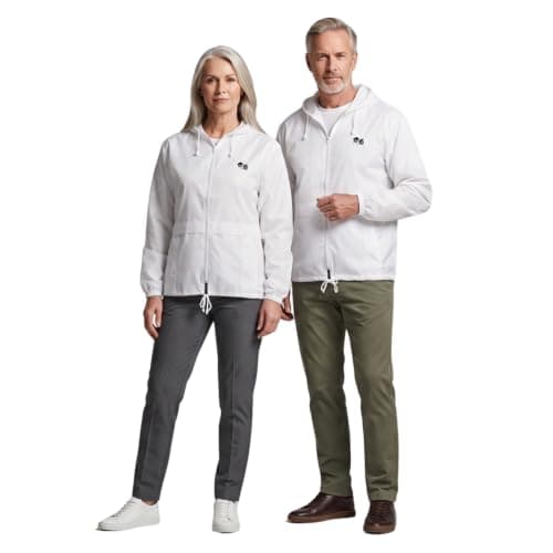 Lawn Bowls Cagoule White Unisex Waterproof Hooded Rain Jacket M