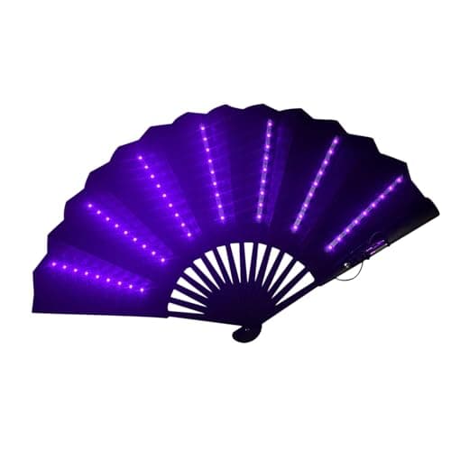 Light Up Rav-e Fan, Folding Handheld Fa-n, Light U-p Hand F-an, Led Handhe-ld, Portable With Light, L-ight Up Festival Folding, Travel Multipurpose Handheld Fa-n, Carnival Accessories