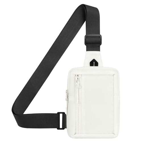 SUIKIHUM Mini Sling Bag for Men and Women 7.5" Pocket, White