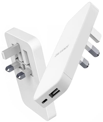 Galvanox Flat USB-C Charger Wall Block, Ultra-Slim Multi Port UK Power Plug, Type C Fast-Charging for iPhone 17/16/15/14 Pro Max, Samsung Galaxy Mobile Phones, Dual-Port Outlet Travel Adapter, 20W