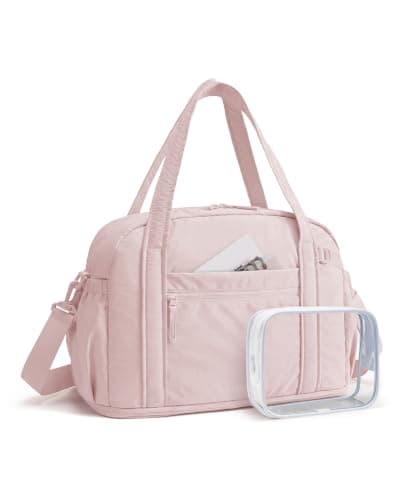 BAGSMART Gym Bag Women, 24L Weekend Bags Duffel with Toiletry Bag, Pink