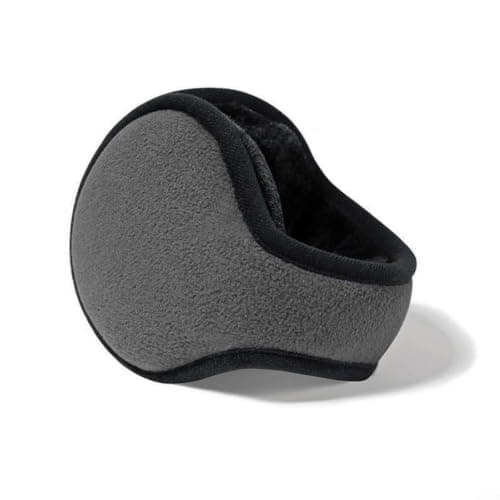 Risveglio -for Soft Foldable Earmuffs Women, Plush Faux Ear Warmers with Behind-Head Style, Cozy Winter Accessories Travel, for Compact Storage, Black and Light Gray(Black) — view 4