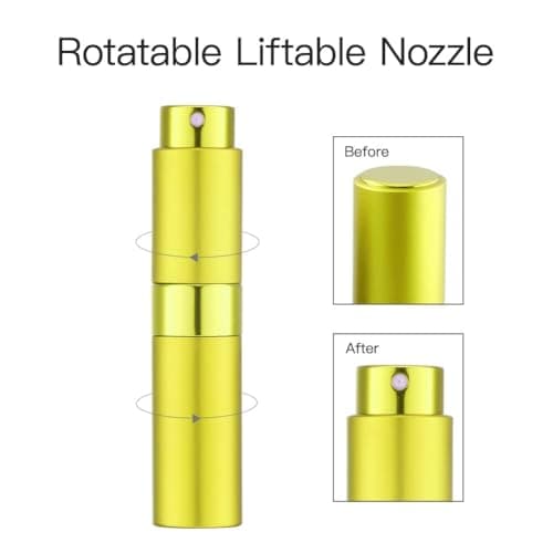 Toureal 8ml Empty Refillable Bag Spray, Perfume Atomizer, Refill Spray Perfume Bottle, Travel Sprayer (Yellow) — view 2