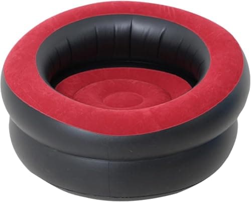 Unibos | Red Inflatable Gaming Chair Air Sofa Single Seat Blow Up Couch Indoor Outdoor Portable Lounge For Camping Living Room Festival Garden Quick Inflate 80x80x47cm