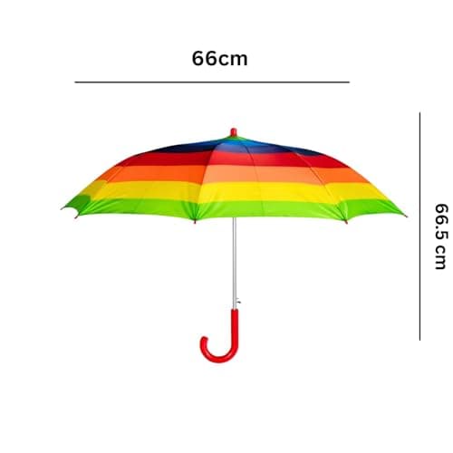 AOC24 Kids Rainbow Umbrella, Waterproof Rain Umbrellas, Strong Metal Tube Safe Canopy Tips, Polyester with Curved Handle, Easy to Use Toddler Umbrella Bright Colour Design for Girls Travel (1) — view 2