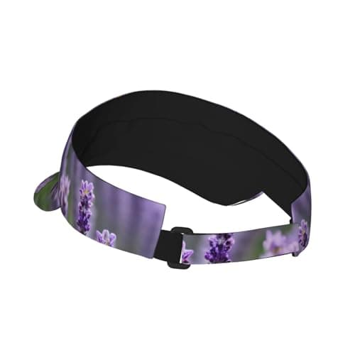 Purple Lavender Floral Flowers Print Sunscreen Visor Cap,Adjustable,Suitable Tennis,Baseball,Golf,Running,Cycling etc, Black, One Size — view 3