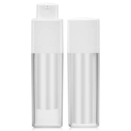SECFOU Lotion Containers Moisturiser Pump Dispenser Frosted Plastic 30ml Lightweight Airless Pump Bottles Refillable 2 Pack Travel Size Portable for Home and Business Trips