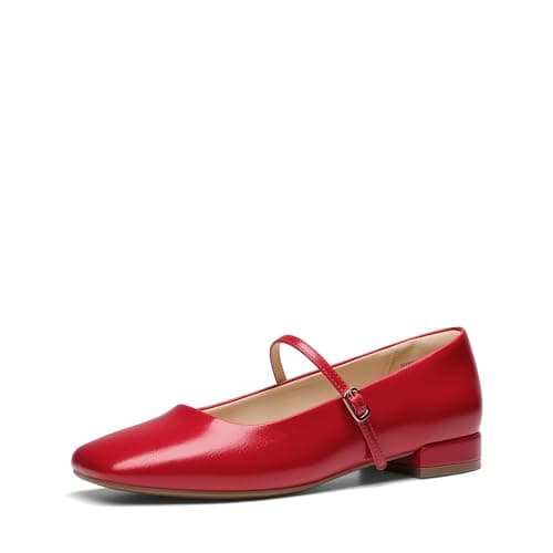 DREAM PAIRS Women's Low Heel Wedding Dress Ballet Flats,Red,7
