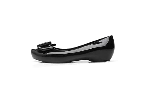 IVACHY Women Girl Black Ballet Shoes Jelly Shoes - Closed Toe Ballerina Pumps- Bow Details- Available Size 3 to 8 — view 3
