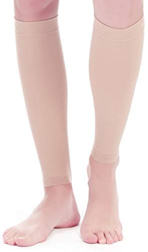 BSERA Calf Compression Socks for Women 2 Pairs 15-20mmHg Calf Support Footless Compression Socks for Periostitis, Varicose Veins, Recovery, Leather/Nude 2 pairs, Medium (Pack of 2) — view 4