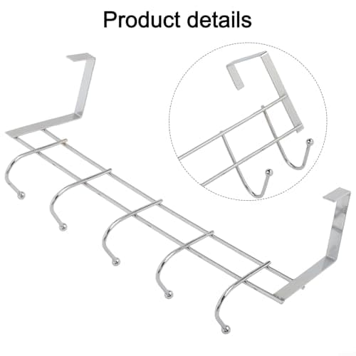 Stainless Steel 5 Hook Over Door Hanger Rack Space Saver(Silver) — view 6