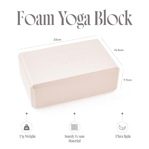 Myga Yoga Blocks & Strap Set - 2 High Density Foam Bricks and Metal D Ring Belt for Yoga, Pilates and Fitness - Support and Deepen Poses, Non-Slip and Lightweight for Home & Gym (Blush) — view 6
