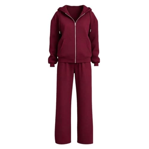 Womens Zip Up Hoodie Tracksuit Outfits,Hoodie Jacket and Wide Leg Trousers — view 4