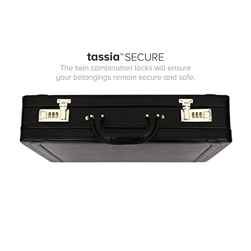 Tassia Briefcases - Medium Leather Executive Attache Case Briefcase - Luxury Suede Interior & Twin Combination Locks - Laptop Hand Luggage Pilot Case — view 6