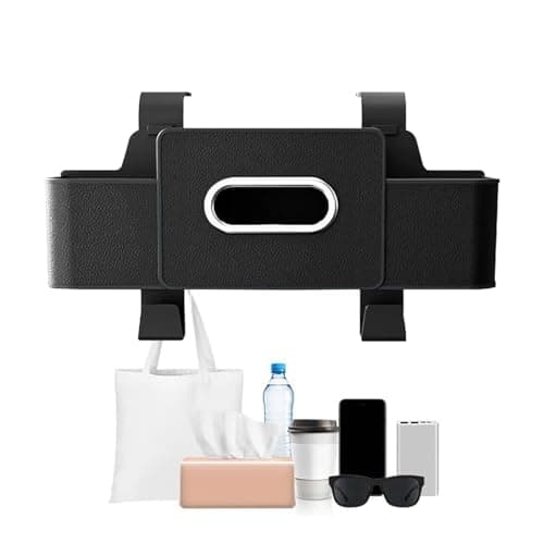 Wunuii 3in-1 Car Backseat Organizer With Cup Holder, Tissue Box, Trash Bin & Hooks | 2026 Multifunctional Back Seat Car Organizer For Phone Snack Drink Handbag Charger Truck Sedan SUV RV Van Travel