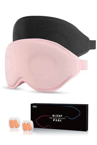 Aosun Eye Mask, 2 Pack Super Soft 3D Eye Masks-100% Blackout Comfortable Eye Mask for Sleeping with Adjustable Straps-Our Aosun Sleep Eye Masks Suitable for Travel and Meditation