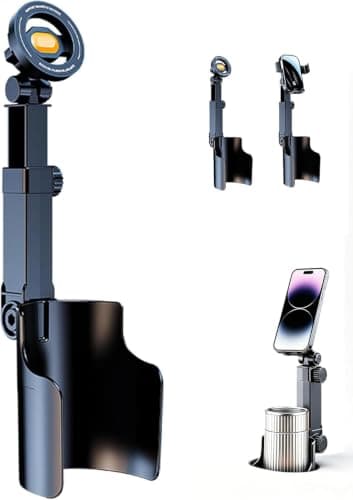 2 in 1 Car Cup Holder Phone Mount, N52 Magnetic & Snap-on Car Cell Phone Holder, 360° Rotation Height Adjustable Base, One Hand Operation Cupholder Mount Compatible with All Smartphones (Magnetic)