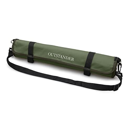OUTSTANDER Chefs Knife Roll Bag with 11 Slots, Heavy Duty 16OZ Waxed Canvas Knives Case for Camping, Waterproof Storage Tool Wrap for Equipment of Chef, Comes with Shoulder Strap (Green)