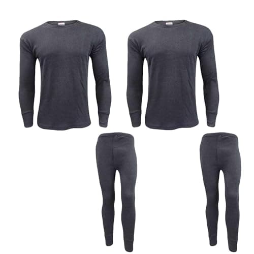 Gaffer Mens Thermal Sets 2 Pack Long Sleeve Tshirt Johns Bottoms T Shirt Ski Wear Dark Grey Charcoal Medium — view 4