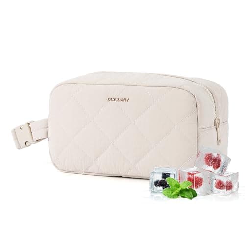 Cerbonny Small Cool Bag, Freezable Lunch Bag with Ice Packs, Beige