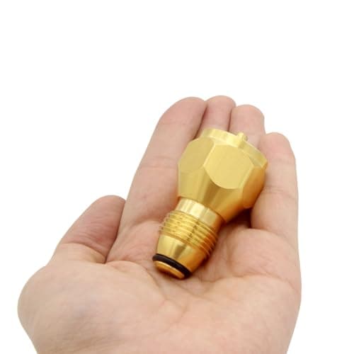 Hooshing Propane Refill Adapter Universal for 1 lb Tank, Lp Gas Cylinder Coupler for Throwaway Disposable Bottle, Pack of 1, Gold — view 4