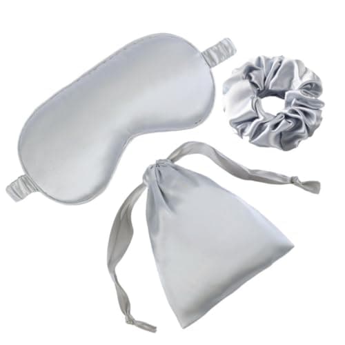 Imitation Satin Eye Mask Set for Sleeping & 3 in 1 Sleep Mask Blackout Kit(Silver)