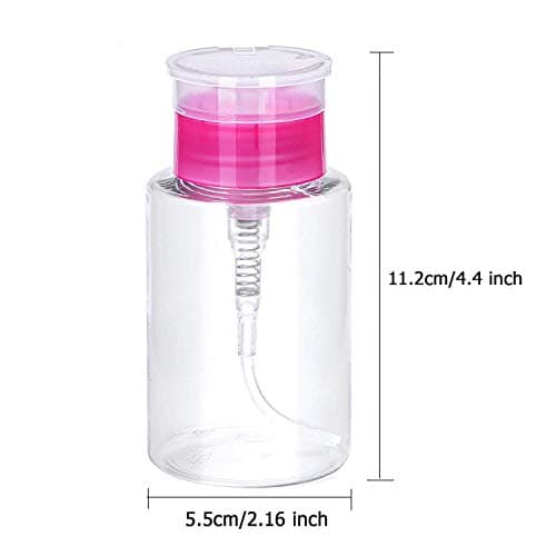 Nail Polish Remover Pump Bottle Dispenser 180 ML Push Down Cleanser Bottle Travel Empty Liquid Container for Nail Varnish Remover & Makeup Remover Nail Art Tool(2 Pack) — view 2