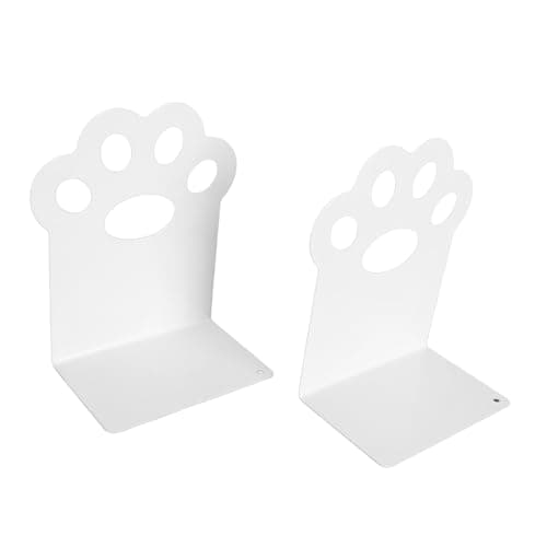 TYTOGE Cartoon Bookends, Non Slip Pas L Shape Design Heavy Duty Steel Book End Shelves for Home for Holding Magazine Folder DVD (White) — view 3