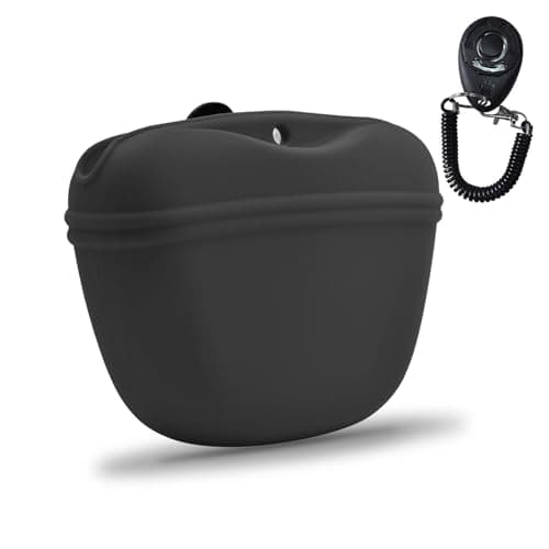 AUDWUD Silicone Dog Treat Pouch,Clip on Portable Training Container,Convenient Magnetic Buckle Closing and Waist Clip,No BPA