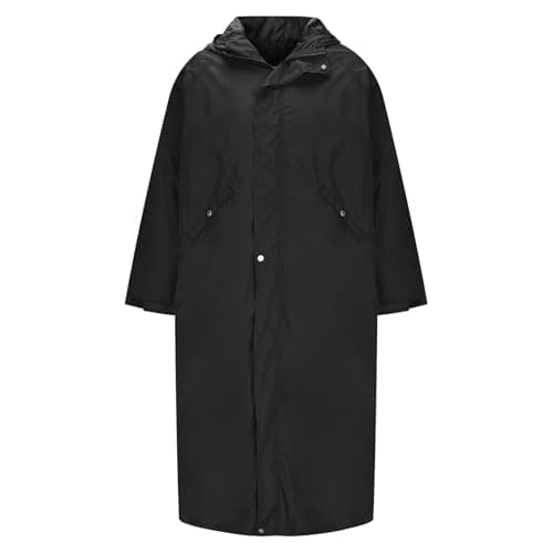 Packable Waterproof Jacket Mens Long Raincoats for Men Pack Away Hooded Rain Jackets Baggy Water Resistant Windbreaker Windproof Showerproof Coat with Hood Fishing Clothes Tall — view 5