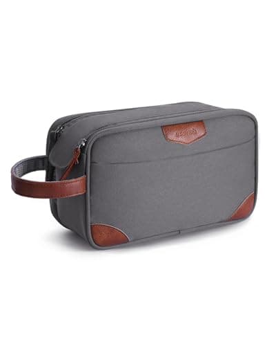 ECOHUB Wash Bag for Men, Water-Resistant Travel Toiletry Bag with Wet Pocket, Recycled Dopp Kit Shaving Bag Fit Full Size Toiletries, Wide-Open Dual Zipper Cosmetic Makeup Organizer Bag, Grey