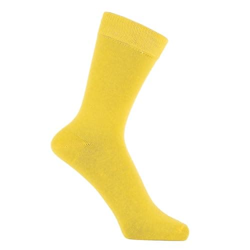 ZAKIRA Combed Cotton Dress Socks - Plain Colour Business Crew Socks for Men & Women, Soft Breathable Cotton, 6-10 (UK), Yellow — view 4
