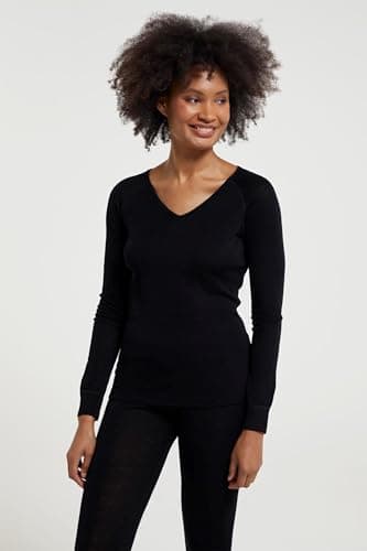 Mountain Warehouse Merino Womens Thermal Baselayer Top - Lightweight, Antibacterial & Breathable Ladies T Shirt - for Winter Travel, Hiking, Camping, Skiing, Snowboard Black 18 — view 2