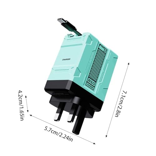 2 in 1 Charger 120w, Scalable Retractable 120w Fast Charger Module, Fast Charger Module, Multi Charger Adapter Wall Plug, All in 1 Foldable Charging Adapter Wall Plug for Phone, Tablet (Sky Blue) — view 2