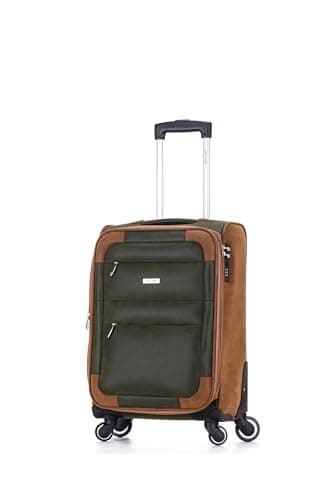 Skylark 20" Cabin Carry on Lightweight Faux Suede 4 Wheeled Spinner Luggage Trolley Suitcase Travel Bag with 3-Digit Combination Lock Hand Luggage Flight Bag for EasyJet Ryanair and Others 55x35x21