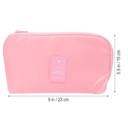 HONMEET Portable Large Capacity USB Cable Storage Bag Nylon Organiser Pouch Mini Carrying Charger Pouch with Organising Feature for Wireless Earphone and Charger for Travel and Daily Use Pink — view 2