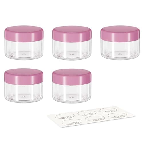 5 Gram Sample Pots, 5 Pcs Plastic Travel Pots for Toiletries, Mini Travel Containers with lids, Empty Cosmetic Containers for Face Creams, Samples, Make-Up