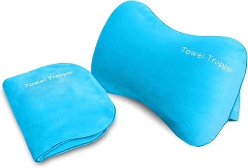 ITSA Beach Comfort Bundle – Terry Towelling Lightweight Beach Towel with Pockets & Handles | 100% Cotton (Light Blue) + Towel Trapper Inflatable Beach & Travel Pillow(Caribbean Turquoise) — view 3
