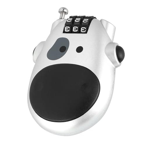 Baxnore 3 Digit Code Combination Lock High Security ABS Material Cow Shape Design Password Lock for Pram Stroller Luggage Black Silver (Silver) — view 3