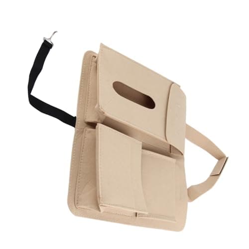 Omquot Car Back Seat Hanging Bag, Large Capacity, Multifunction Organiser for Travellers, Felt Material (Beige)