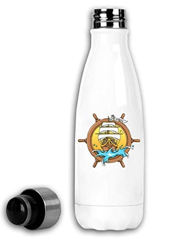 Sail Ship Sail to Atlantic Ship Wheel Art Thermal Travel Flask 350ml
