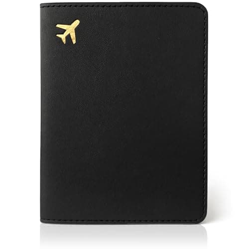 toTravelGear Passport Holder for Travel Essentials,RFID Blocking Passport Cover Case for Travel Accessories,Travel Wallet for Women Men, Black, 5.5 x 4 inches, Minimalist
