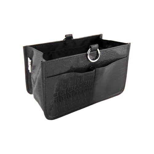 Periea Claire Luxury Crocodile Effect Faux Leather Handbag Organiser Insert- ideal for Most Medium Sized Handbags– 10 Pockets & 5 Double Card Slots (Black)