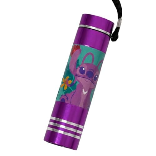 SRV Hub 8.7cm Disney Stitch Aluminium 9 LED Torch, Purple Mini Flashlight with Wrist Strap, Compact Pocket Light for Kids, Camping, Travel, School, Sleepovers, Outdoor Adventures and Gifts