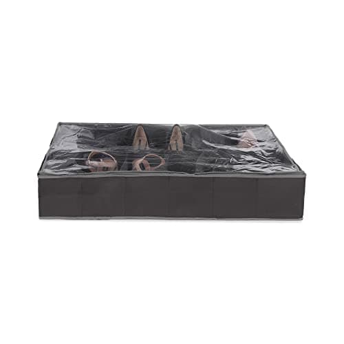 Compactor Novara Dora 12 Compartment Under Bed Shoe Storage Bag, Non Woven Polypropylene and PEVA, 76 x 60 x 15cm, Dark Grey, RAN4481 — view 6