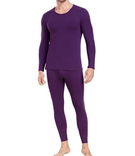 wirarpa Men's Thermal Underwear Set Cotton Long Johns Base Layer Purple L