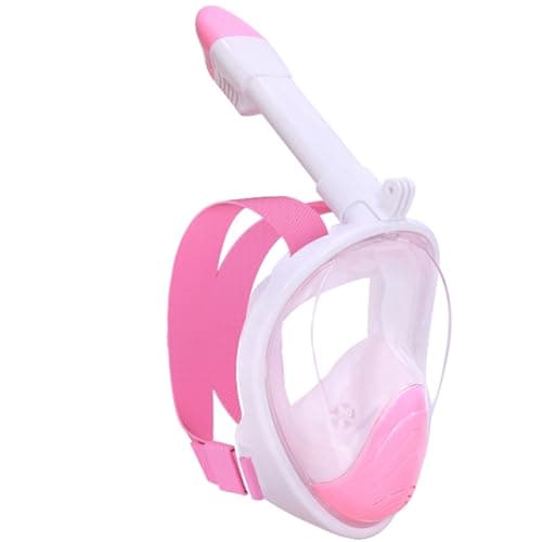 Full Face Snorkel Mask Adults,Snorkeling Gear for Men & Women with Detachable Camera Mount,180° Panoramic View Scuba Mask Diving Dry Top Snorkel Set Anti-Fog Easy Draining Travel Package(Pink S/M)