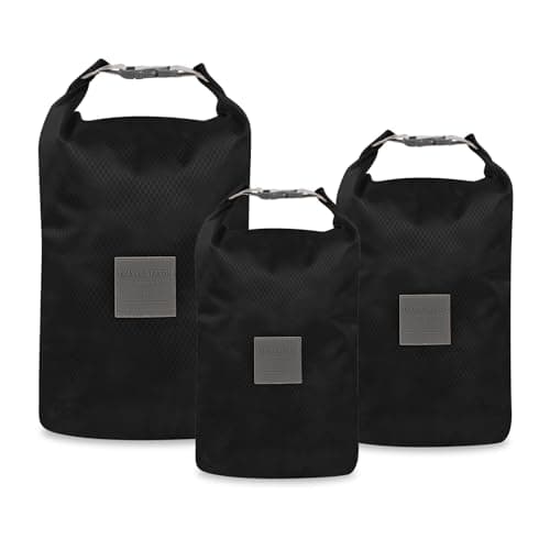 3Pcs Travel Laundry Bag Waterproof, Travel Compression Bags for Luggage Suitcase Dirty Clothes, Space-Saving Laundry Storage Bag for Swimming Yoga Gym Camping (Black)