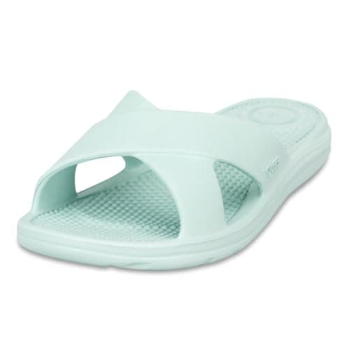 totes® ® SOLBOUNCE Ladies Cross Strap Slider Sandals, Lightweight Summer Slides with Everywear™ Cushioning, Anti-Bacterial Sole, Compression-Resistant Insole, Holiday Footwear, Mint, UK 5 — view 3